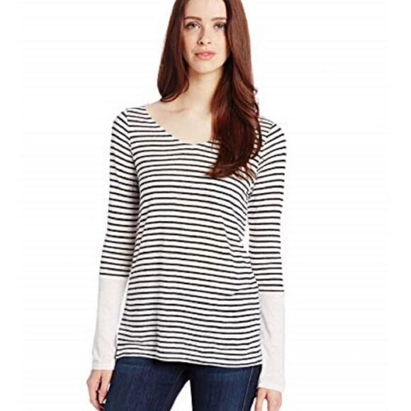 NWT NYDJ WOMEN'S STRIPED LONG SLEEVE TOP LARGE - Picture 2 of 6